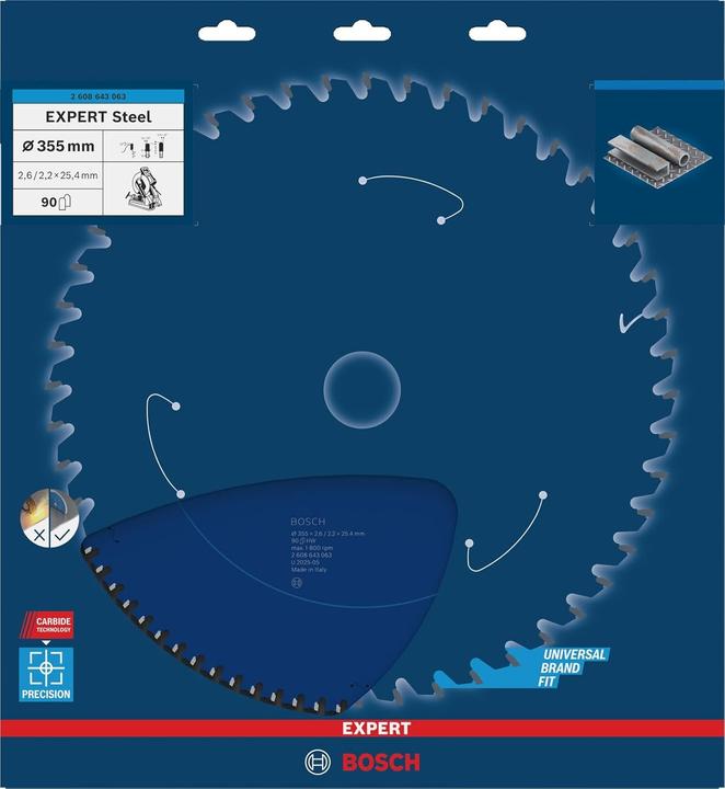 Produktbild Bosch Professional Zubehör Kreissägeblatt Expert for Steel, 355 x 25,4 x 2,6 mm, 90
