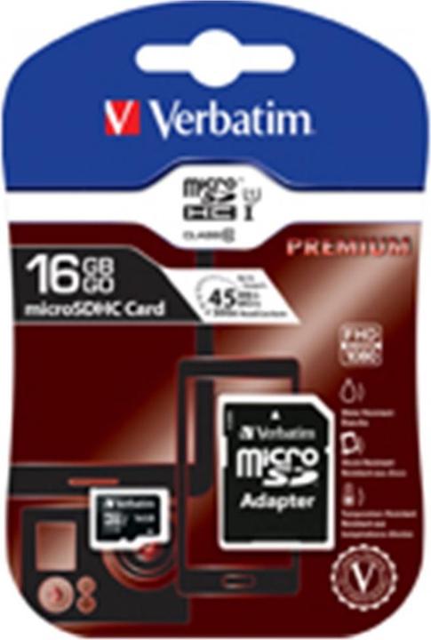 Produktbild Verbatim Premium (16 GB, microSDHC, U1, UHS-I)