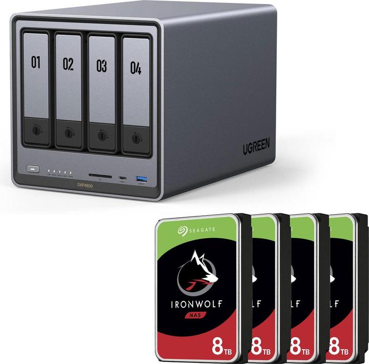 Ugreen NASync DXP4800 + SEAGATE Festplatte 32 TB (4 x 8 TB)