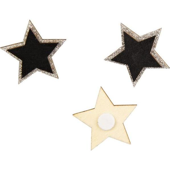 MICA Living Streudeko Sterne schwarz/silber - ca. 4 x 0,5 x 4 cm - 12 Stück