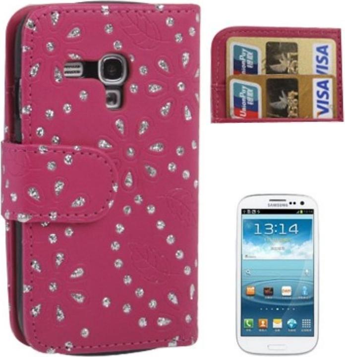 Produktbild König Design Handytasche Flip Strass für Handy Samsung Galaxy S3 mini pink (Samsung Galaxy S3 Mini)
