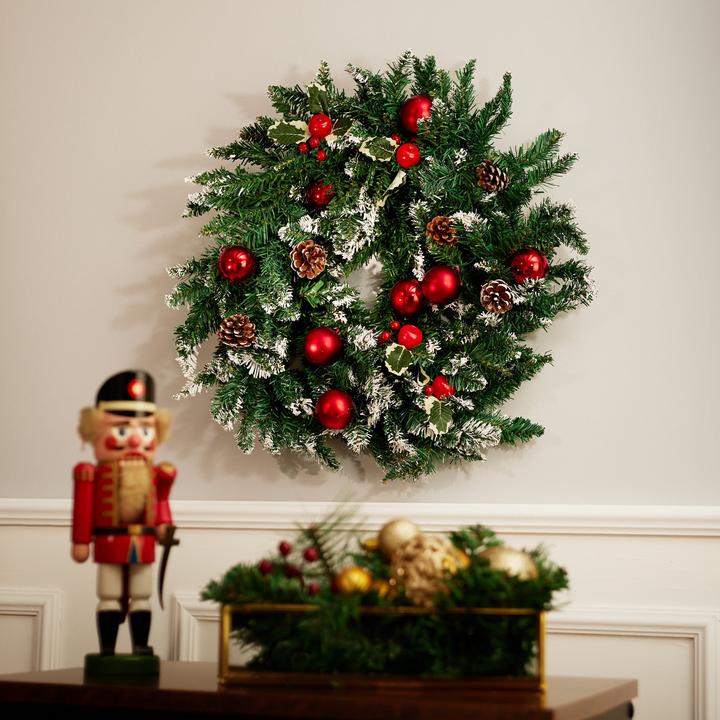 Produktbild tectake Weihnachtsgirlande naturgetreu mit Kugeln und Tannenzapfen 2,7m