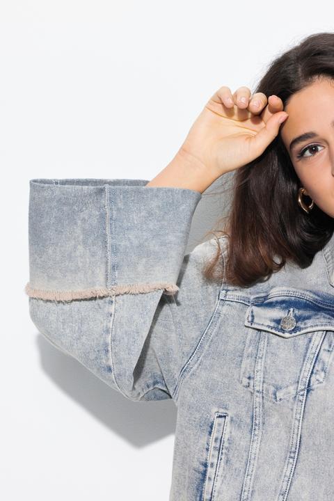Immagine prodotto Ulla Popken Giacca di denim elasticizzato con collo da camicia e maniche lunghe (58)