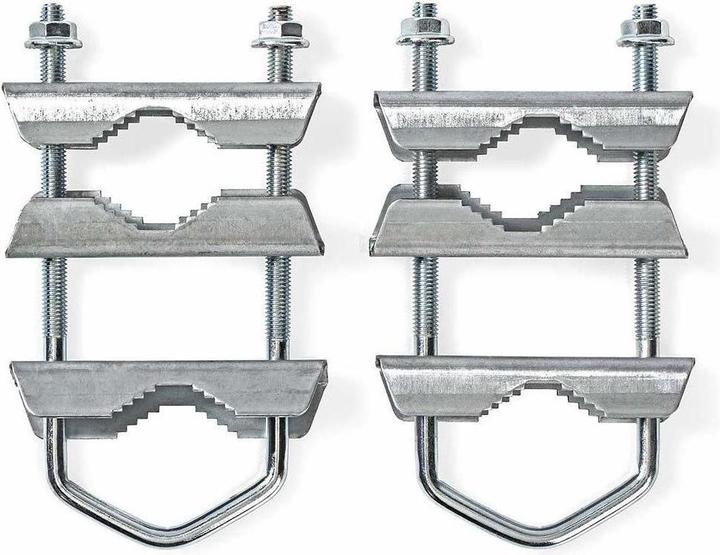 Actual product image Nedis Satellite Mast Clamp | Diameter: 40 - 60 mm | Steel | Silver (Mirrors + antennas Mounting)