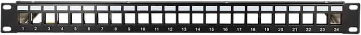 Produktbild LogiLink 19" Patchpanel für 24 Keystone-Module, mit Beschriftungsfeldern u. Kabelabfang