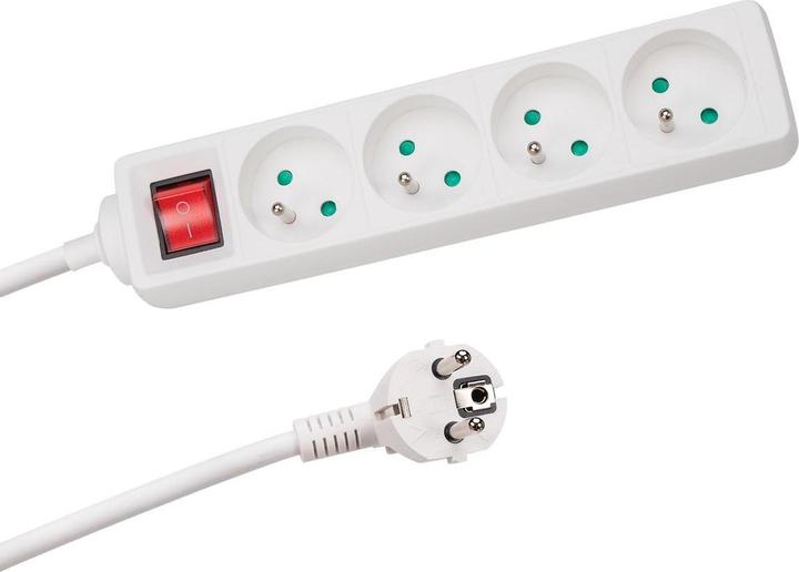 Produktbild Velleman 4-Fach-Steckdosenleiste - Mit Schalter - Stecker-Typ E (Französisches System) (4x, CEE 7/5, 1.50 m)