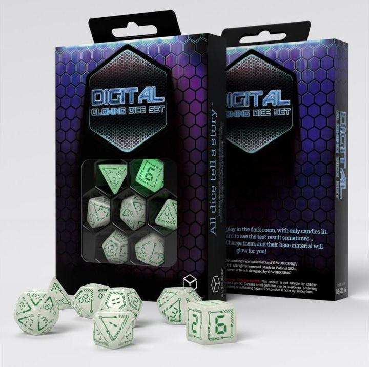 Actual product image Q Workshop SDGT3N - "Digital" Glowing Dice Set