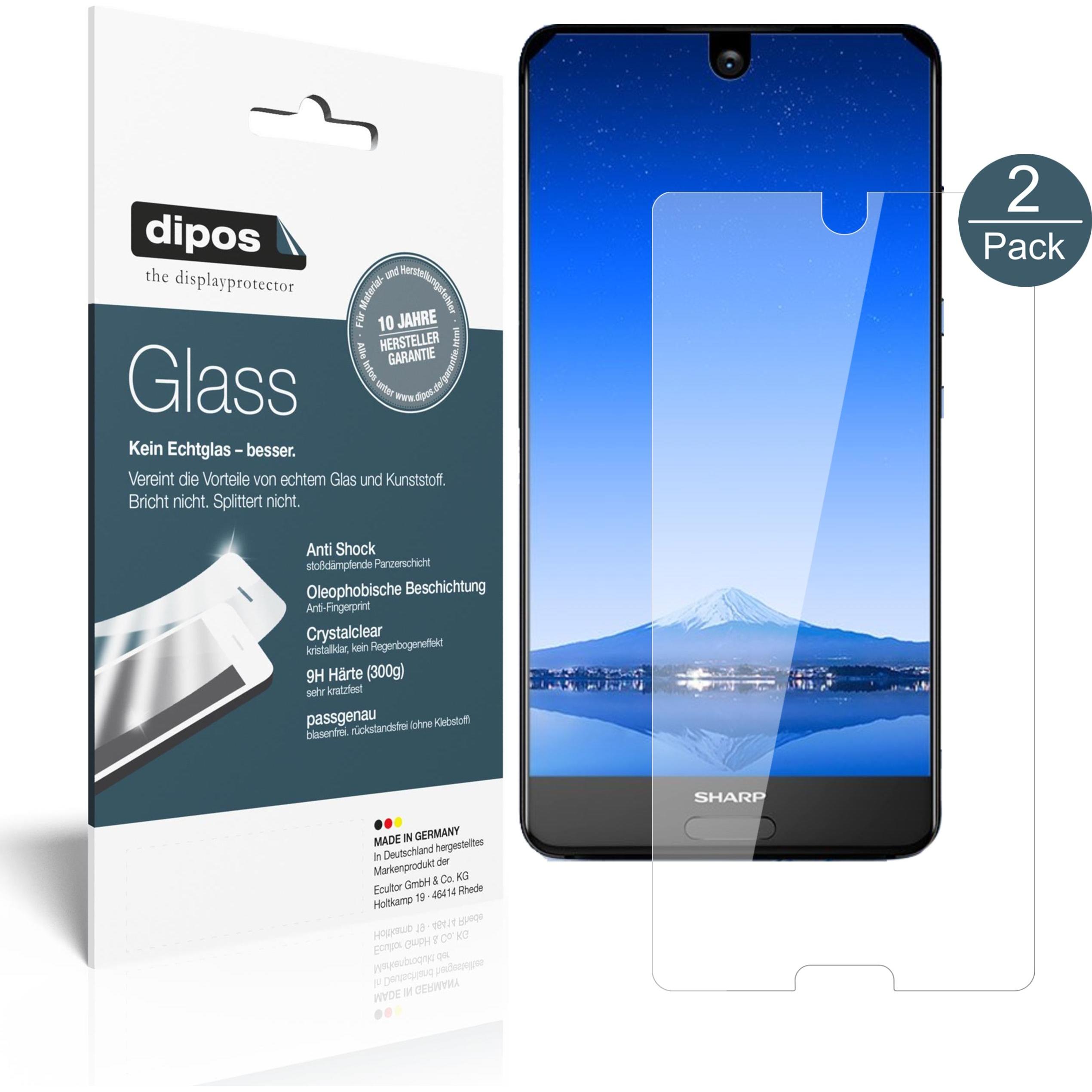 Dipos Displayschutz Anti-Shock (2 Stück, Sharp Aquos S2), Smartphone Schutzfolie, Transparent