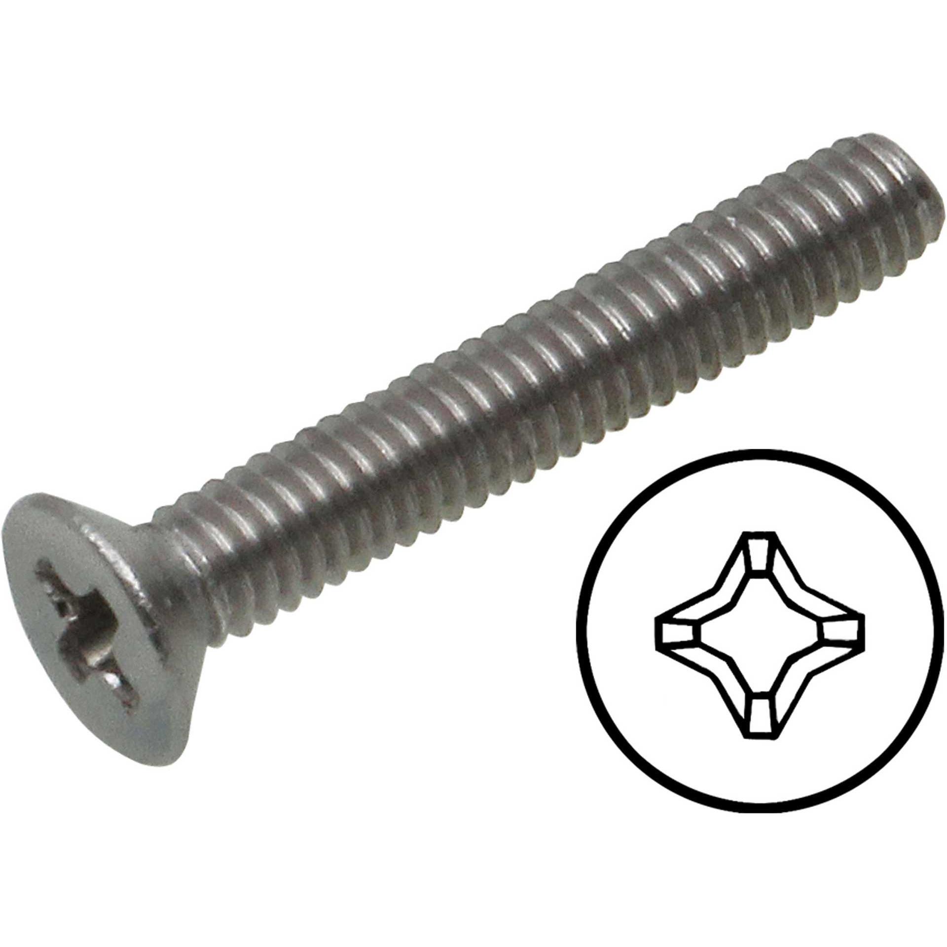 Modellbau Lindinger, Viti, Viti a testa svasata con intaglio a croce m2/6mm in acciaio inox 10pz. (10 Viti per pezzo)