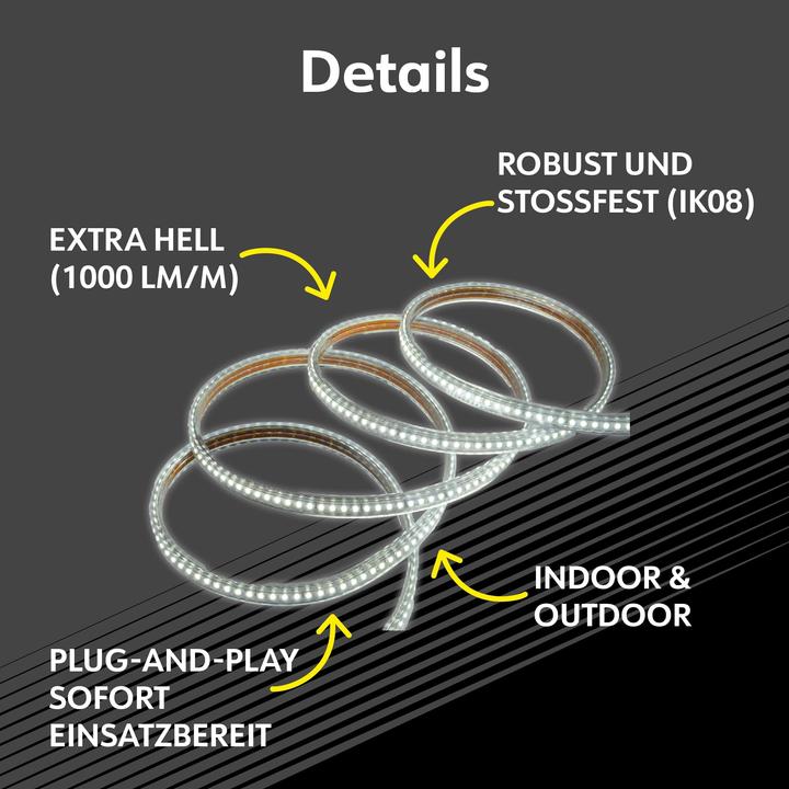 Produktbild Müller Licht MÜLLER-LICHT LED-Power Stripe 21600028, 25m, 10W, 1000lm, 6500K (Tageslicht, 2500 cm, Indoor, Outdoor)