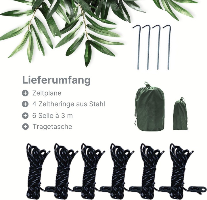 Immagine prodotto Hermex Tenda telo protettivo Tenda da trekking Tenda da sole Tettoia da campeggio (Tarp, 0.75 kg, 3 persone)