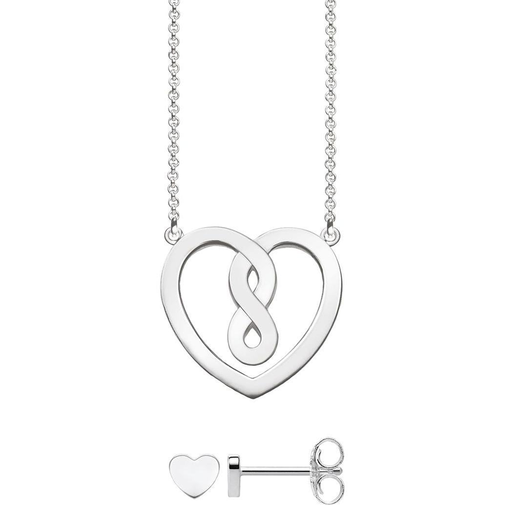 Thomas Sabo, Halsschmuck, Set Collier/Ohrstecker Herz SET0557-001-21-L42v, (925 Sterling Silber, 42 cm)