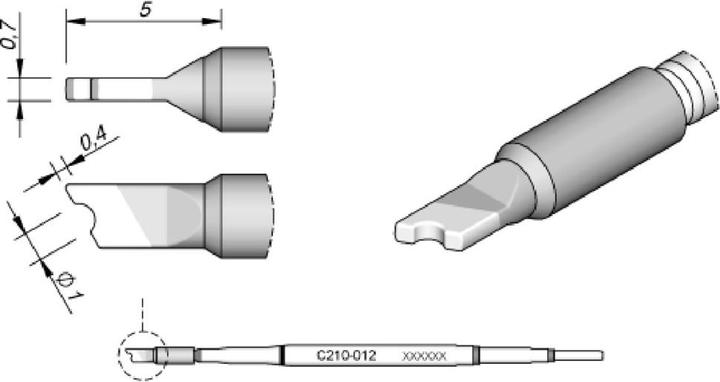 Image du produit JBC Panne de fer à souder série C210, forme spéciale, C210029/Ø 1,5 mm, congé, biseautée (Panne de soudure)