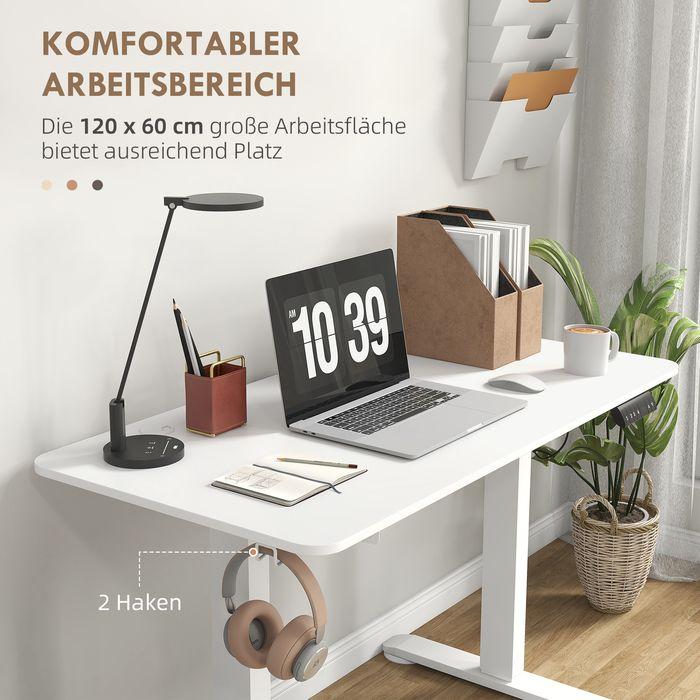 Produktbild Swisshandel24 Schreibtisch höhenverstellbar, elektrisch, 120x60x72-116cm, mit 3 Voreinstellungen, Spanplatte, Weis