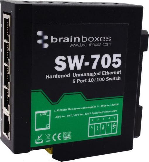 Brainboxes Indust. Hardened Ethernet 5p. (5 Ports)
