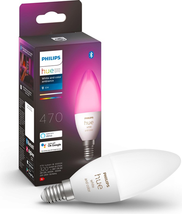 Immagine prodotto Philips Hue Tonalità Bianco & Colore BT (E14, 5.30 W, 470 lm, 1 x, G)