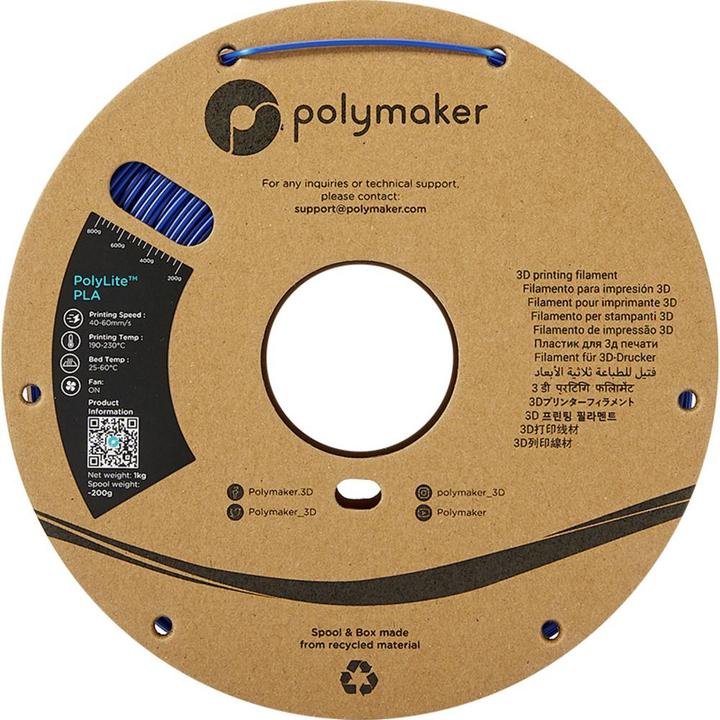 Produktbild Polymaker PolyLite PLA V2 - Blue - 1.75mm (PLA, 1.75 mm, 1000 g)