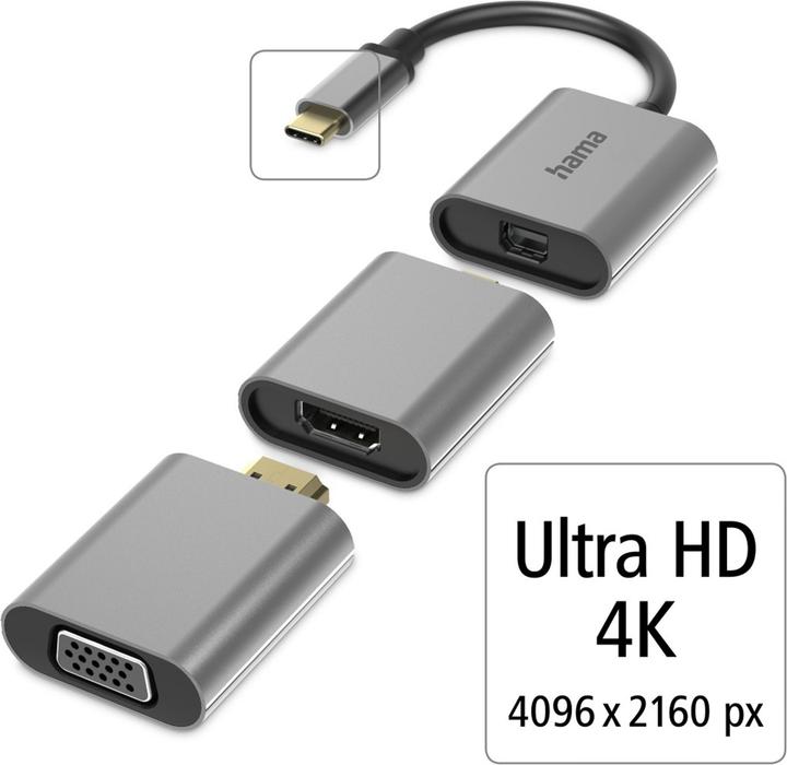 Actual product image Hama USB Video-Adapter (HDMI, Mini DP, VGA, 15 cm)