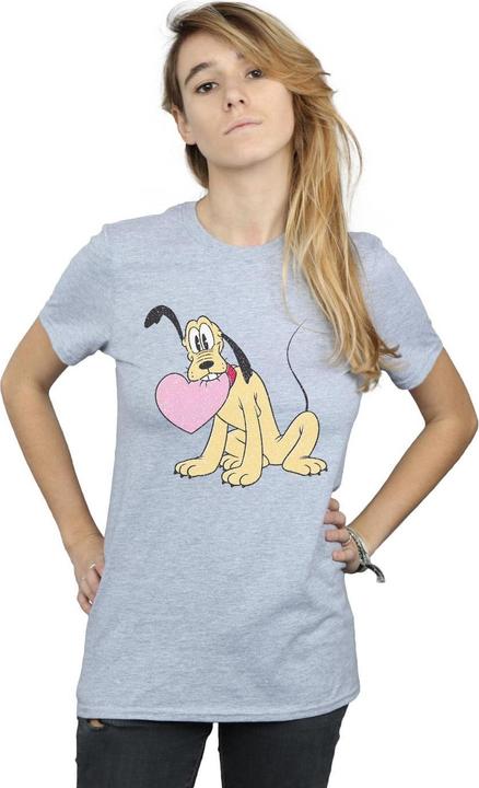 Actual product image Disney Womens/Ladies Pluto Love Heart Cotton Boyfriend T-Shirt (XL)
