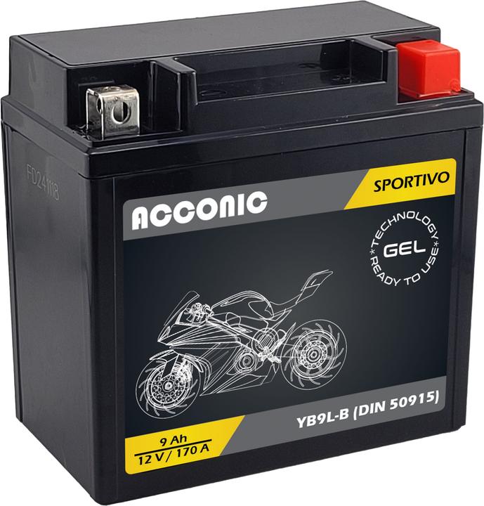 Immagine prodotto Acconic Sportivo GEL YB9L-B Motorradbatterie 9 Ah 12V (DIN 50915) (12 V, 9 Ah)