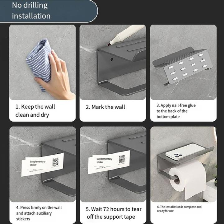 Actual product image Toilet roll holder without drilling Toilet roll holder Stainless steel paper holder Holder