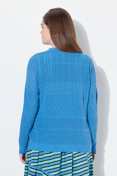 Produktbild Ulla Popken Strickjacke, Ajour, V-Ausschnitt, Langarm (58)