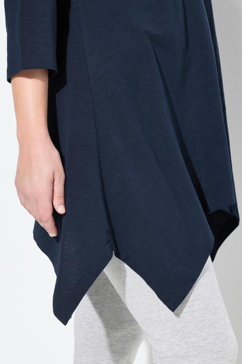 Image du produit Ulla Popken T-shirt, finition en pointe, col en V, manches 3/4, coton bio (58)