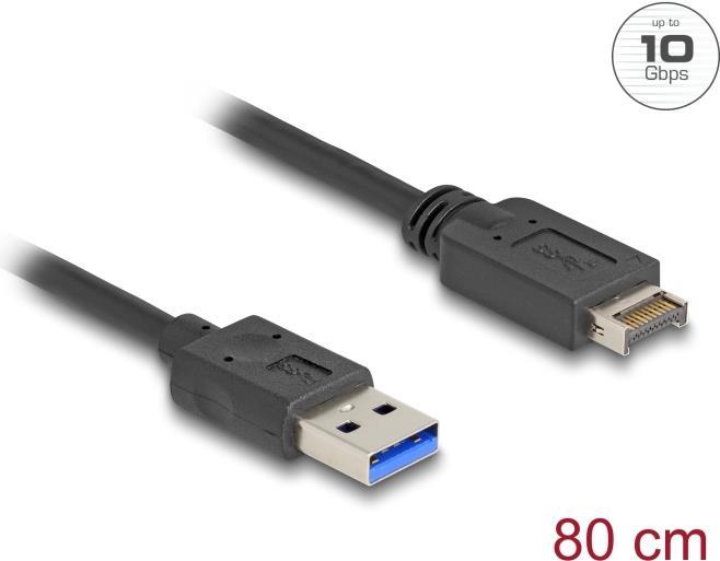 Actual product image Delock USB 10 Gbps cable USB Type-E Key A 20 pin plug to USB Type-A plug 80 cm (0.80 m, USB 3.2 Gen 2)