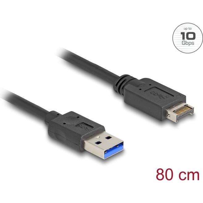 Delock USB 10 Gbps Kabel USB Typ-E Key A 20 Pin Stecker zu USB Typ-A Stecker 80 cm (0.80 m, USB 3.2 Gen 2), USB Kabel