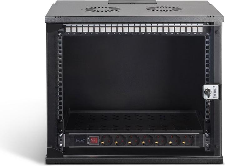 Actual product image Digitus 19" network set, 9U wall-mounted housing and accessories, black SOHO PRO version (9 RU, 19 inch rack)