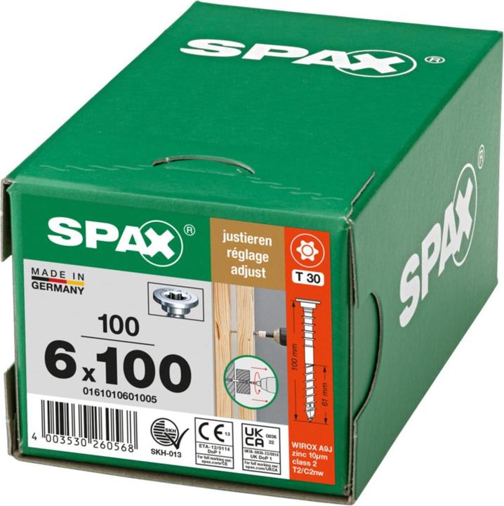 Produktbild Spax Justierschraube Flachkopf T-Star Plus T30 Halterillen 4cut Wirox (100 Schrauben pro Stück)