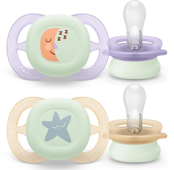 Actual product image Philips Avent Pacifier SCF075/17 ultra start Nighttime (2x, 0 - 6 Months)