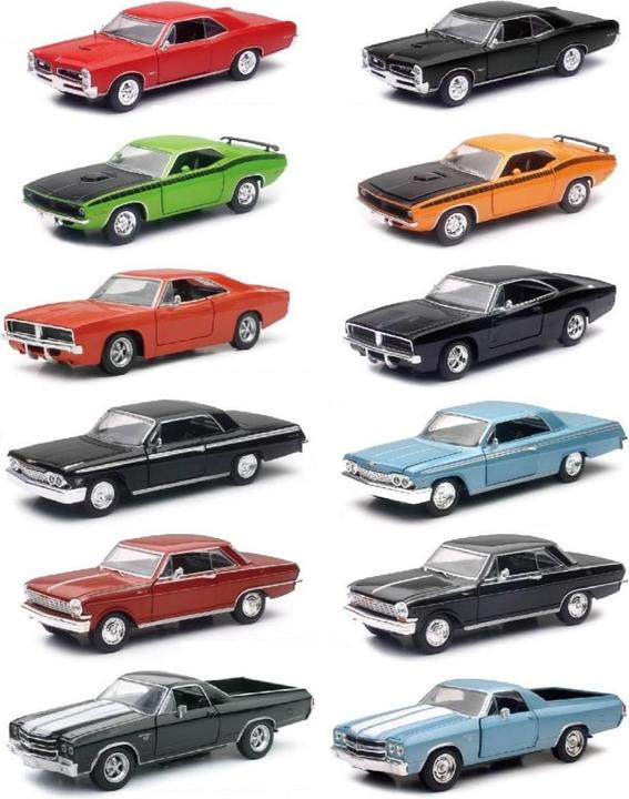 New Ray 1:24 DIECAST US MUSCLE CAR 12 ASS