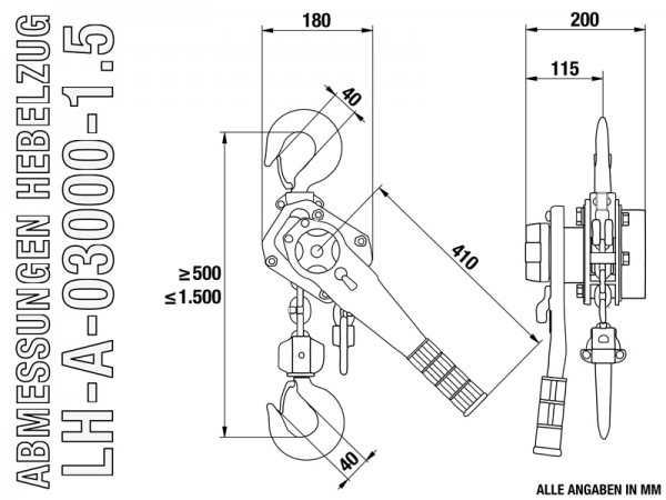 Produktbild Rotek - Hebelzug LH-A-03000-1.5 3,00T 1,5 Meter