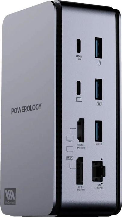 Powerology 15 en 1 Station d'accueil double PD 100W (USB-C, 15 ports)