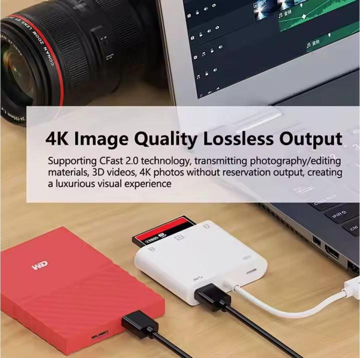 Actual product image PowerGuard DualHeadConnect USB-A/Lightning USB Photo SD Card CF Camera Cardreader (USB-A, Lightning)