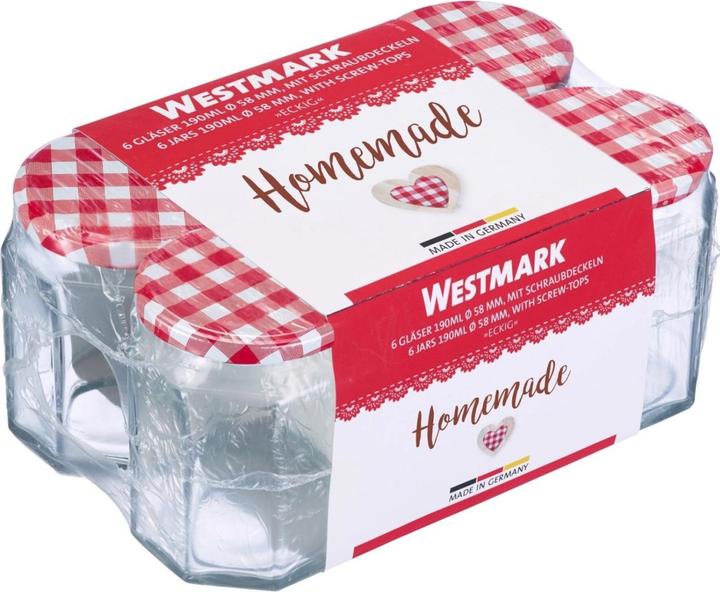 Produktbild Westmark 6er Set 191ml 6eck Gläser, m Herz-Dekor Deckel, 58 mm (6 Stk., 0.19 l)