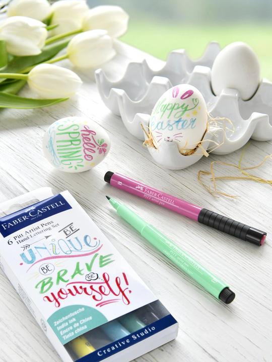 Immagine prodotto Faber-Castell Pitt ArtistPen Handlettering (Blu, Giallo, Verde, Pink, Nero, Turchese, 6 x)