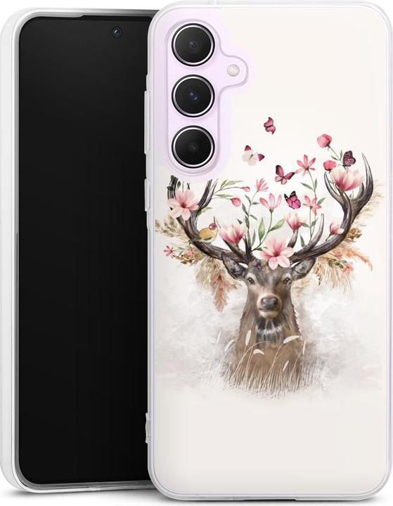 Produktbild DeinDesign Silikon Hülle für Samsung Galaxy A55 5G Handyhülle Case Smartphone Schutzhülle Blumen Hirsch Tiere (Samsung Galaxy A55)