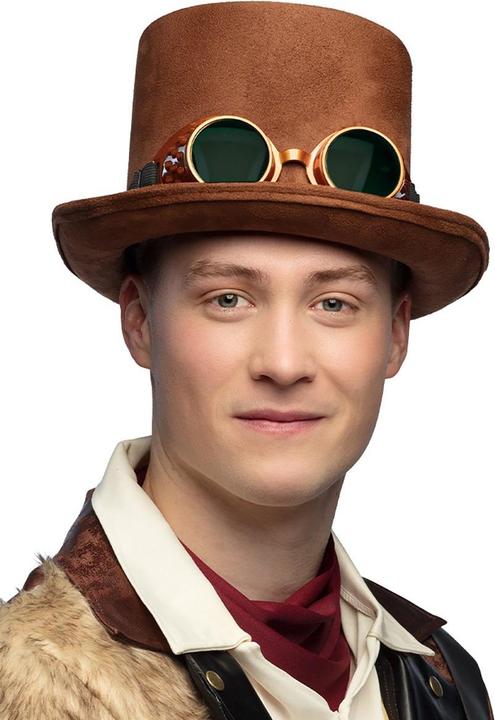Produktbild Boland Steampunk Hut in Lederoptik Braun mit Brille