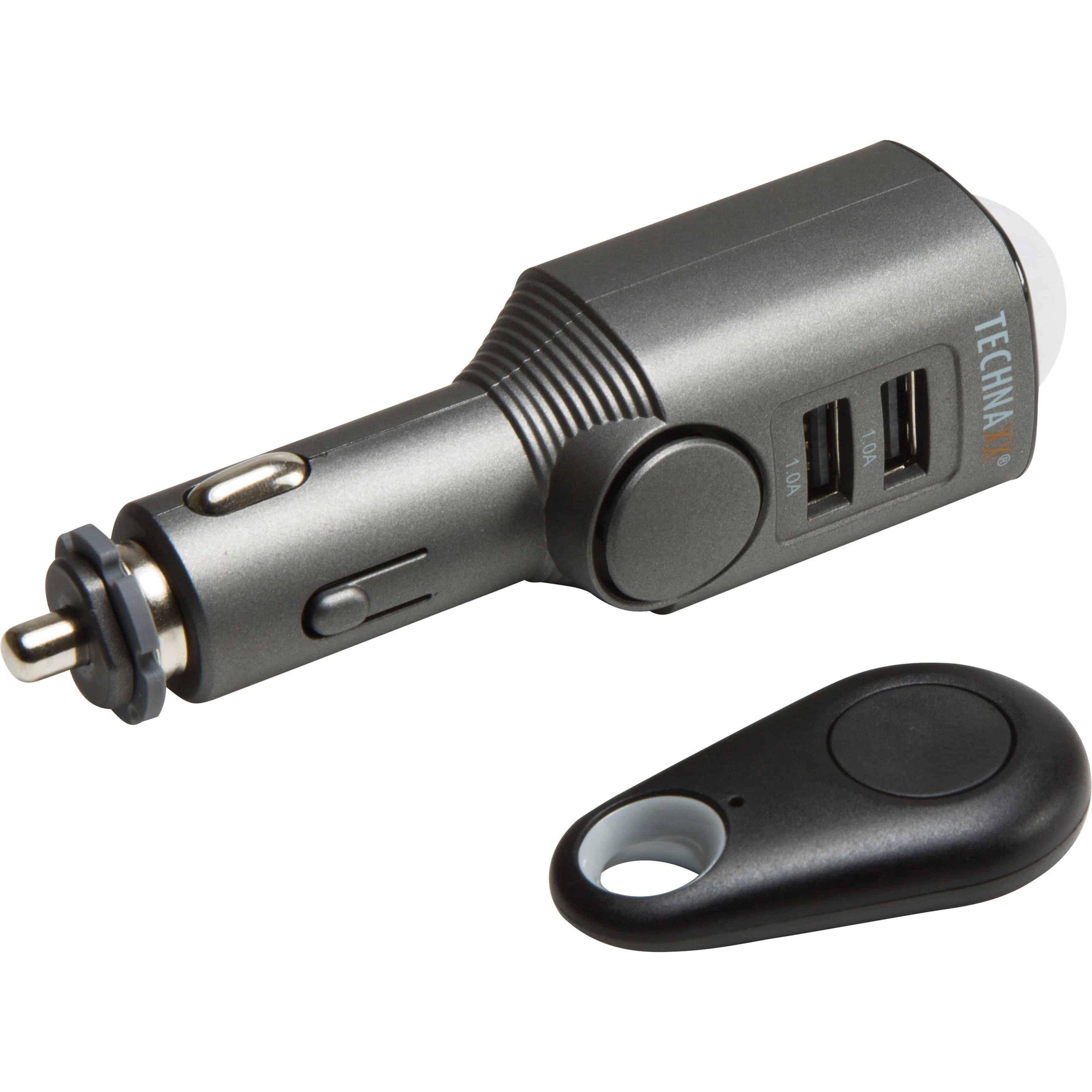 Technaxx TX-100 Autoalarm mit Ladefunktion, Auto Adapter, Schwarz