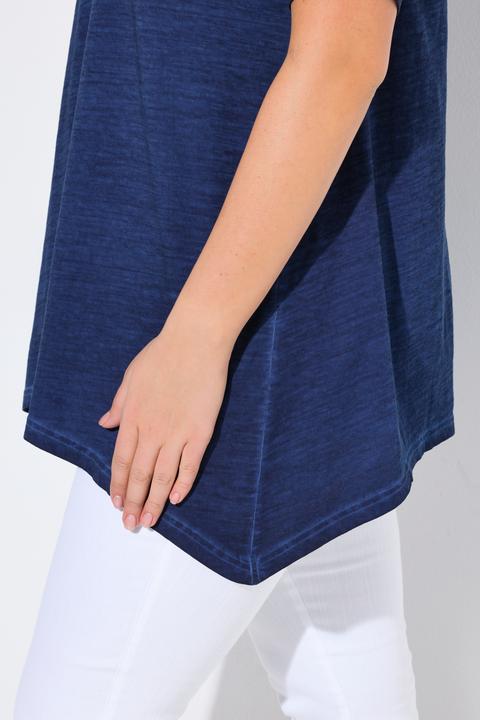 Produktbild Ulla Popken T-Shirt, cold dyed, A-Linie, V-Ausschnitt, Halbarm (58)
