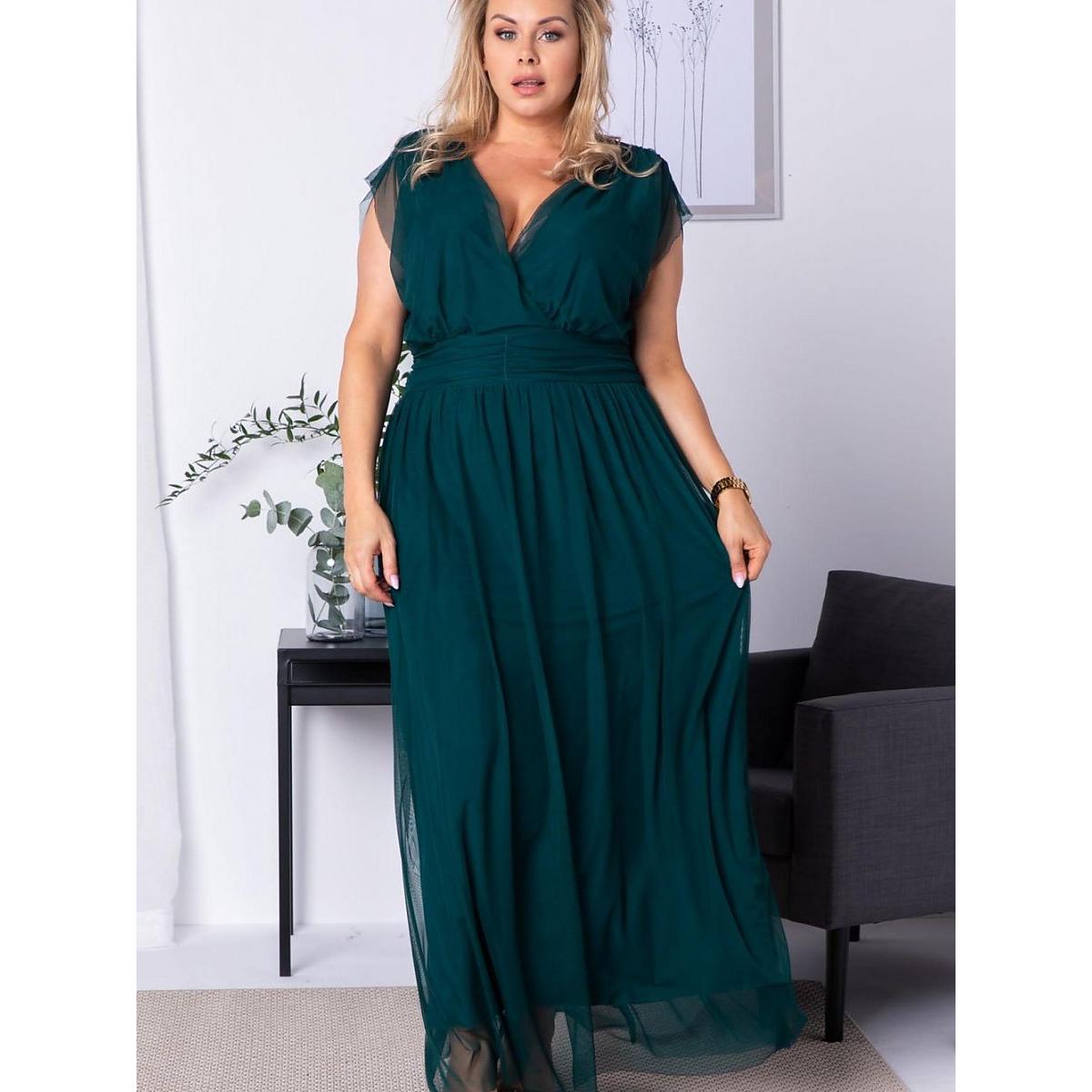 Karko, Damen, Kleider, Plus-Size Kleider, Grün, (48)