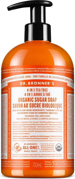 Produktbild Dr. Bronner's Sugar Soap Teebaum (Flüssigseife, 710 ml)