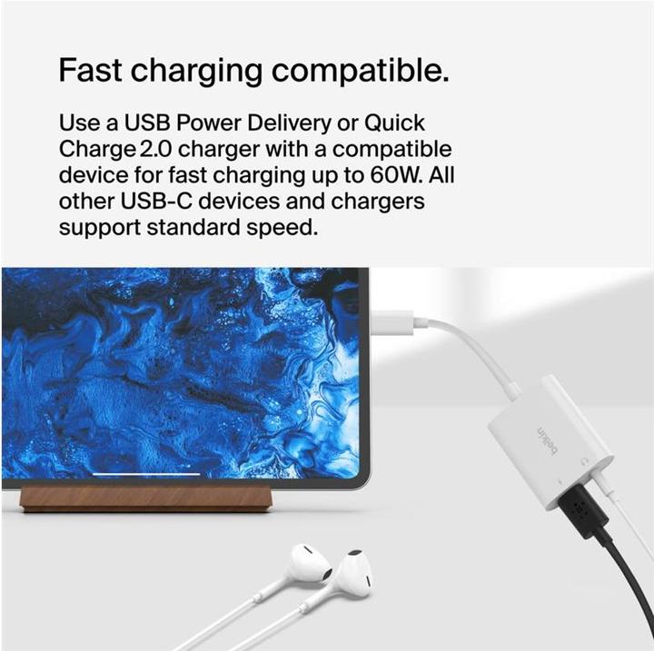 Actual product image Belkin RockStar Adapter (3.5mm socket, USB Type C)
