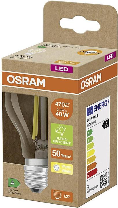 Actual product image Osram Led Filament Classic A (E27, 2.50 W, 525 lm, 1 x, A)