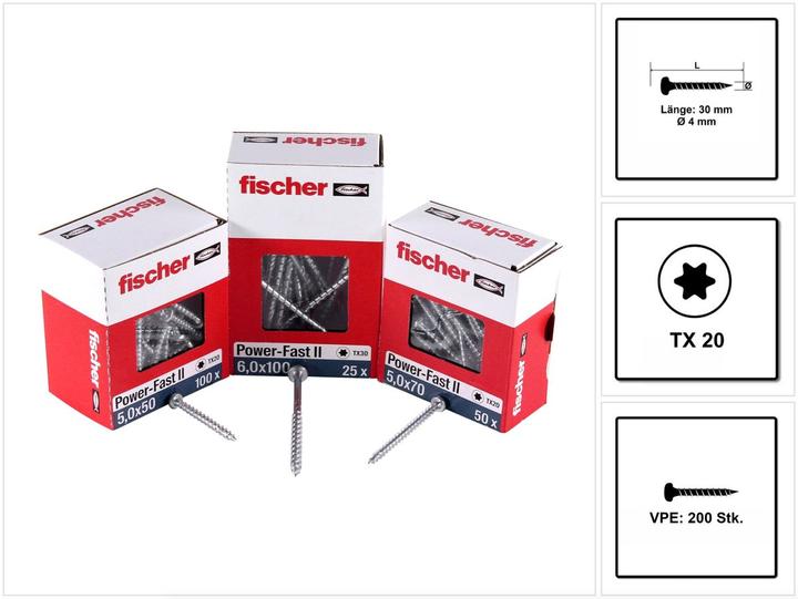 Produktbild Fischer PowerFast II (200 Schrauben pro Stück)