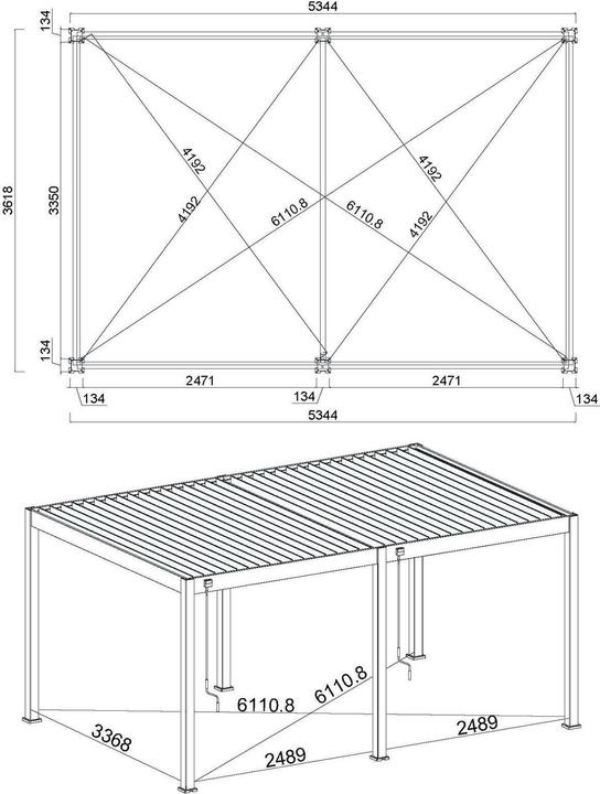 Produktbild Weide Pergola Deluxe Plus 3.6x5.3m weiss (360 cm, 530 cm)
