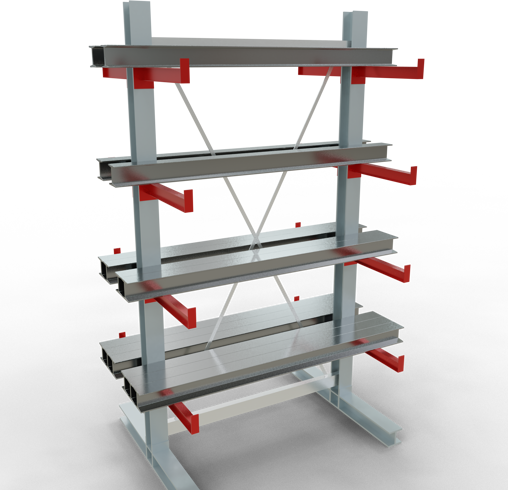 Produktbild Schulte Lagertechnik K 3000 Kragarm-Komplettregal 2 Ständer - 2-seitig