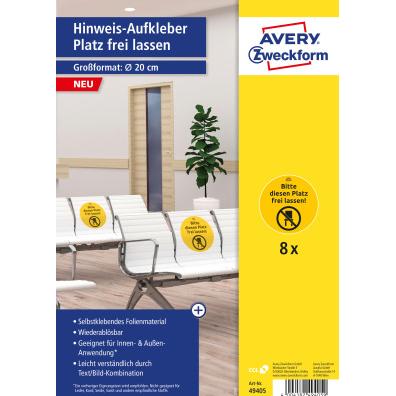 Avery, Sticker, Hinweis-Etiketten Set Ø 200 mm, 8 Blatt